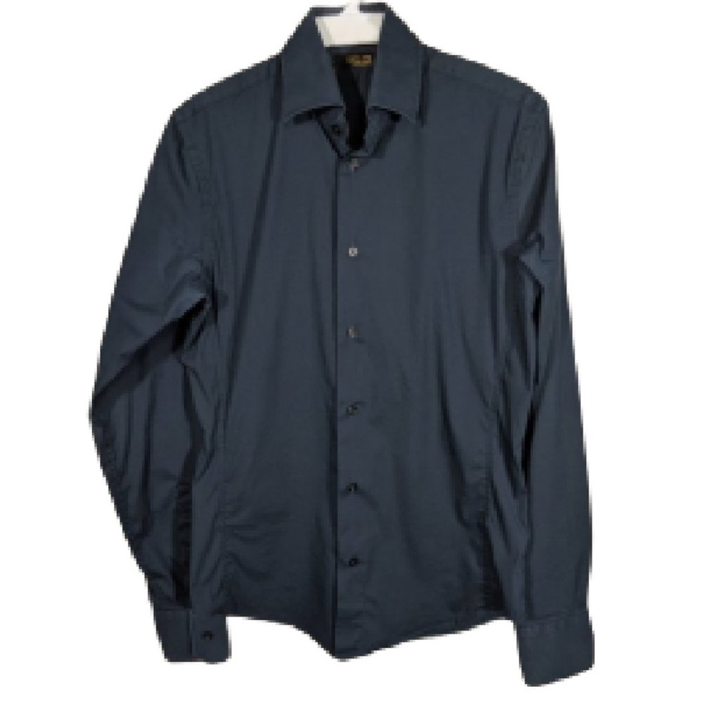 Zara Man Shirt Navy Slim Fit Casual Long Sleeve S